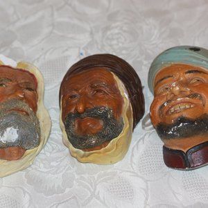 1950's Bossons Chalkware Character Wall Head Persian, Yrian, Man Turban LOT